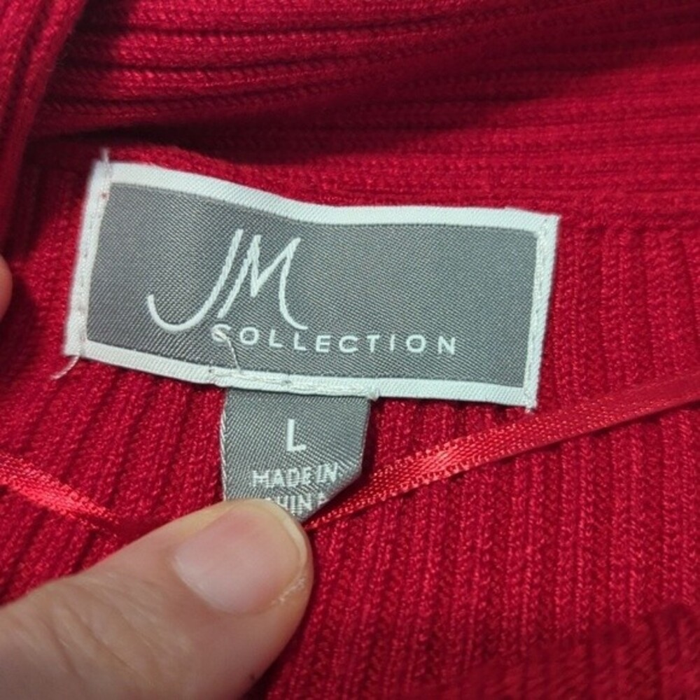 JM Collection Vibrant Red Open Cardigan - Picture 6 of 7
